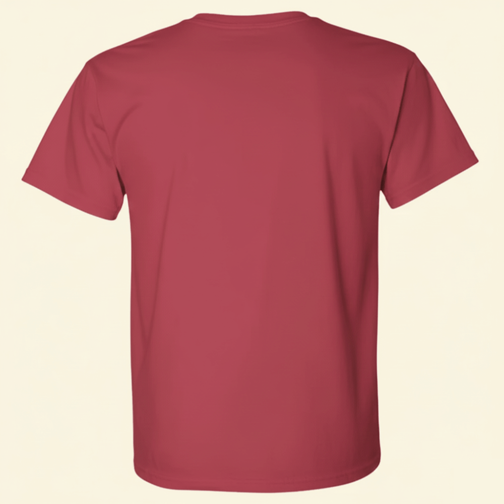 back view of crimson short sleeve tee shirt