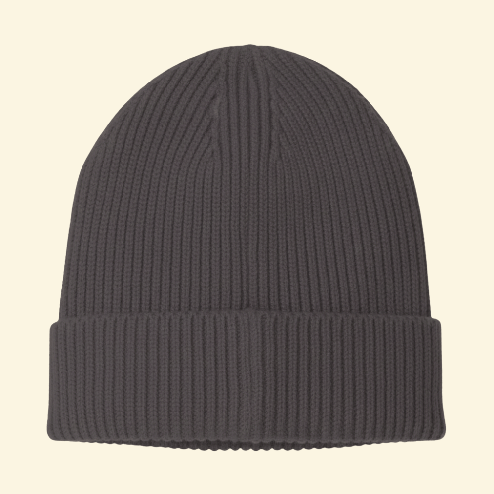 Back view of the brown beanie, no branding