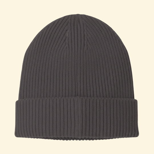 Back view of the brown beanie, no branding