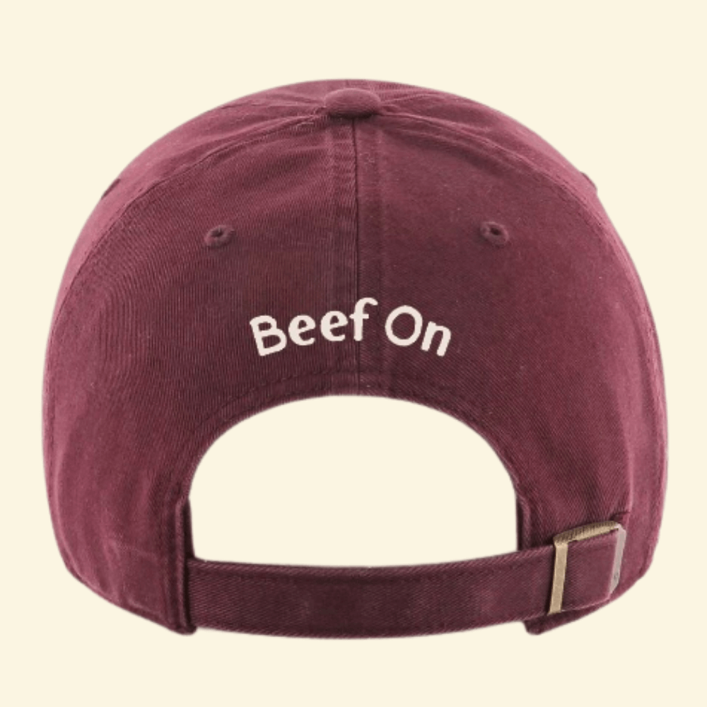 Maroon Cap with Beef On on backside