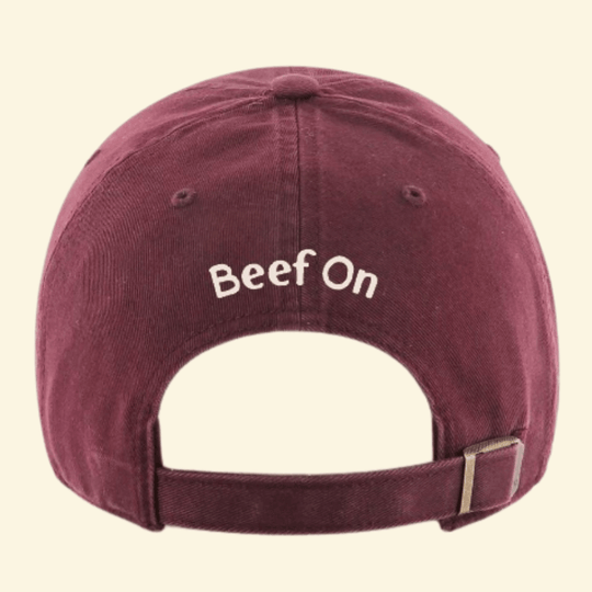 Maroon Cap with Beef On on backside