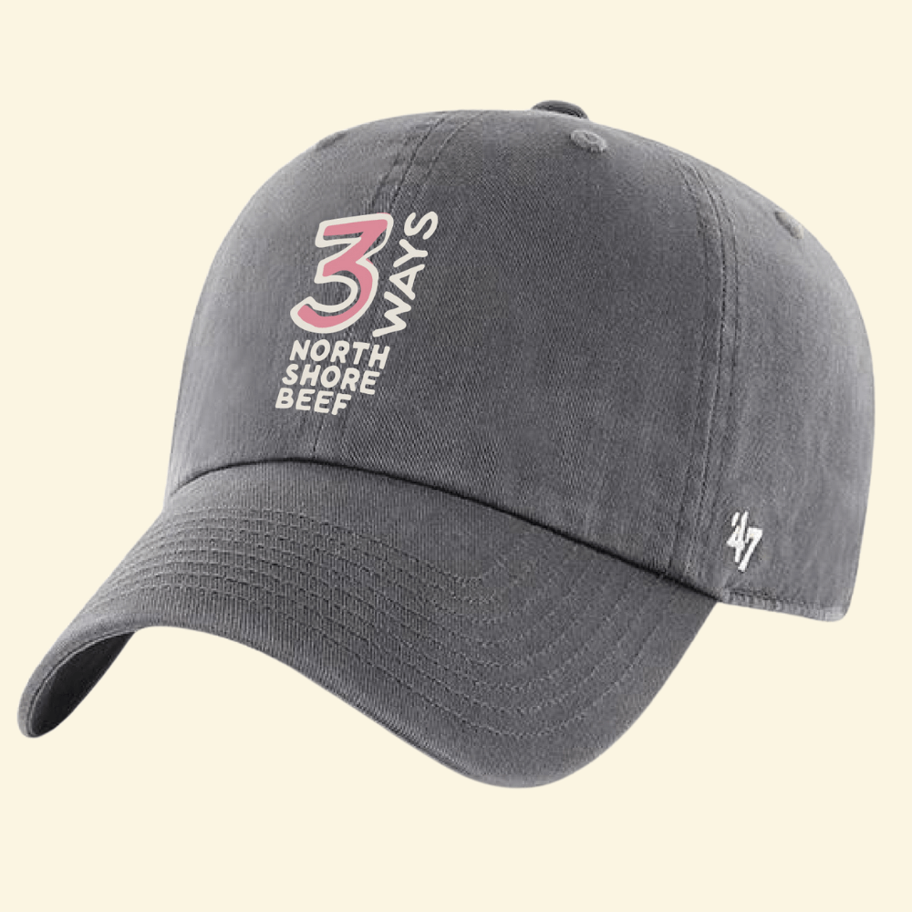 Charcoal Cap with Horizontal Pink and White 3 Ways North Shore Beef