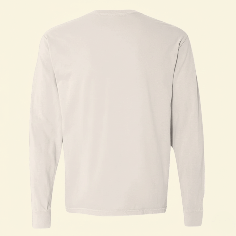 Back view of ivory long sleeve shirt