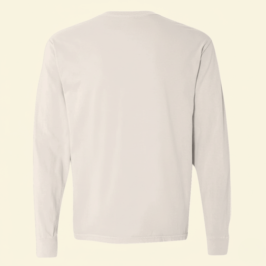 Back view of ivory long sleeve shirt