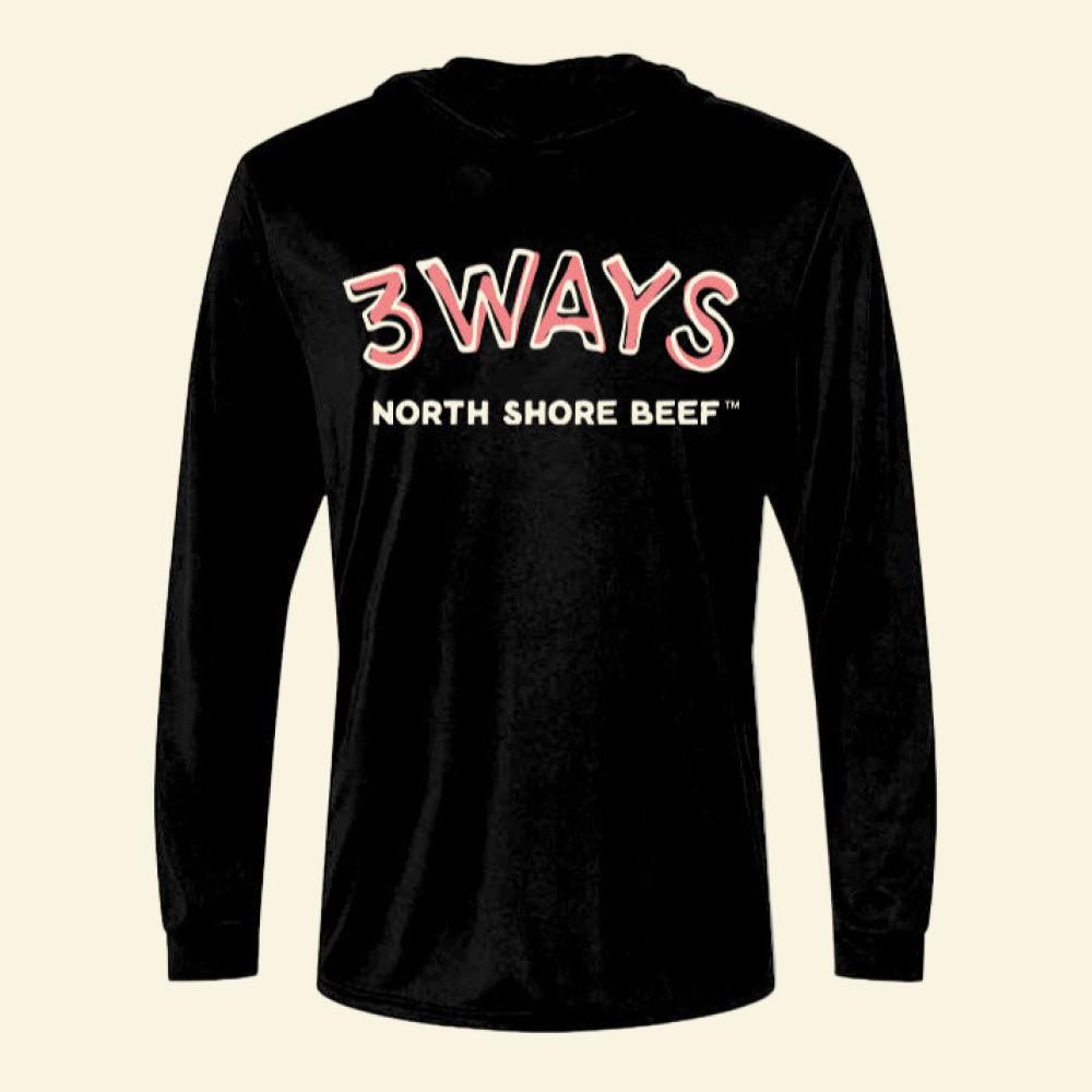 Black performance shirt, hooded long sleeve pink and off white logo