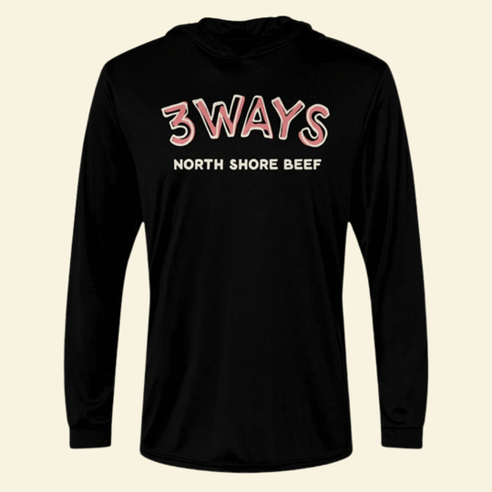 Black performance shirt, hooded long sleeve pink and off white logo