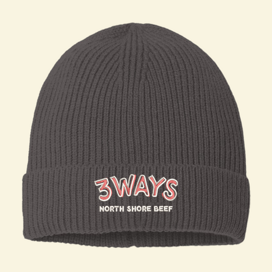 Bea​nie, Knit Hat, Headwear, 3Ways North Shore Beef, 3Ways Merch, Unisex, Accessories, Winter, Grey, Beef Country